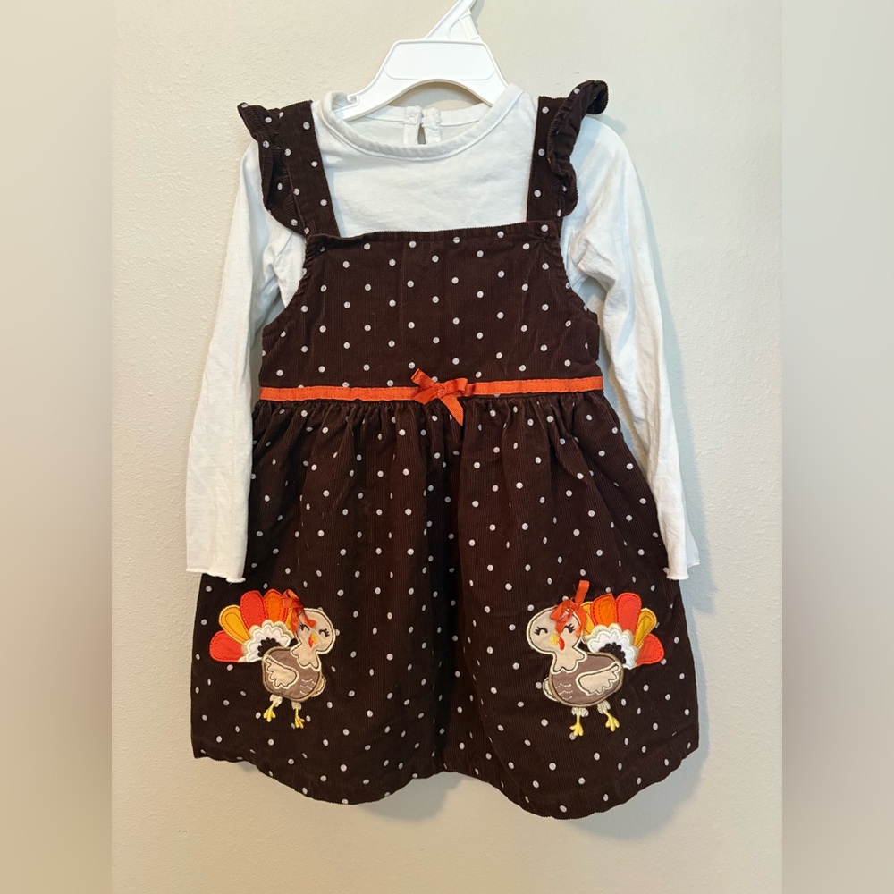 🦃 Brown Polka Dot Turkey Thanksgiving dress